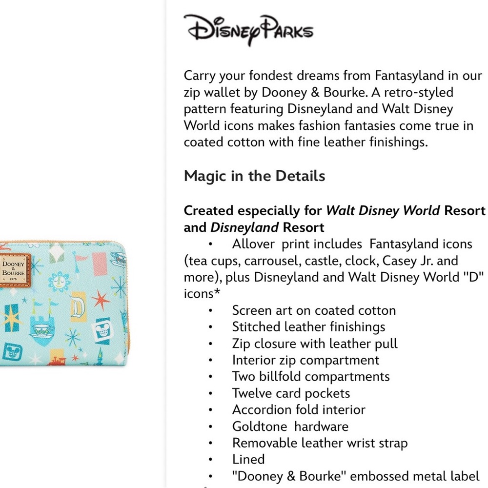 NWOT Disney Parks Fantasyland Dooney & Bourke Wristlet Wallet - Picture 6 of 7